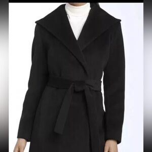Black angora/wool Calvin Klein coat.
